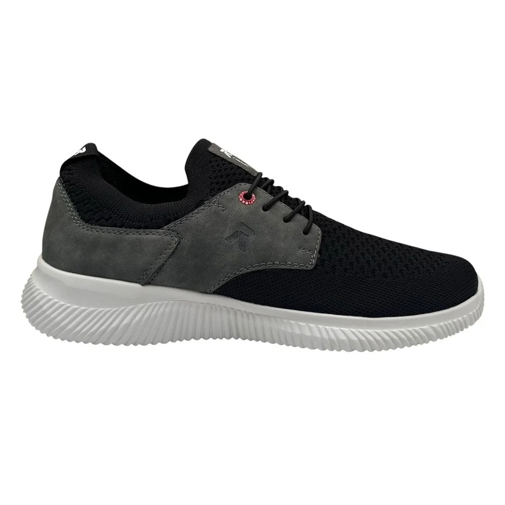 Rieker Men's Max Casual Sporty Shoes Size 11.5 (EU 45) Black/Grey‎ Knit Slip-on